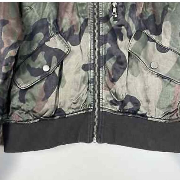 Anthropologie Marrakech Camo Satin Bomber Zip Up Jacket Sz XS - Picture 8 of 12